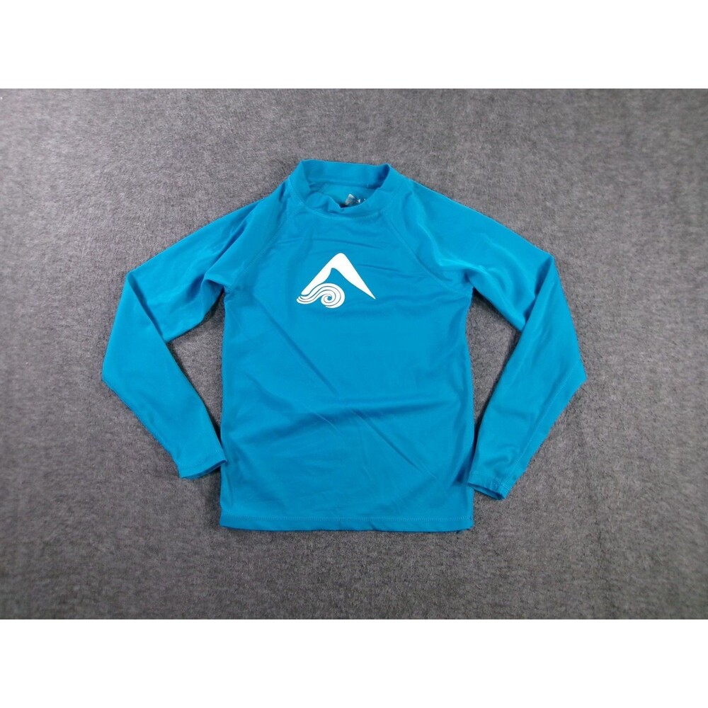 Rash Guard Swim Shirt Youth 12 Long Sleeve Turquoise UPF Nylon Spandex Surf